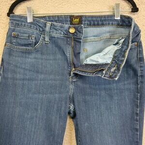 Lee Jeans Womens 12L Blue Bootcut Mid Rise Dark Wash Curvy Stretch Denim Western